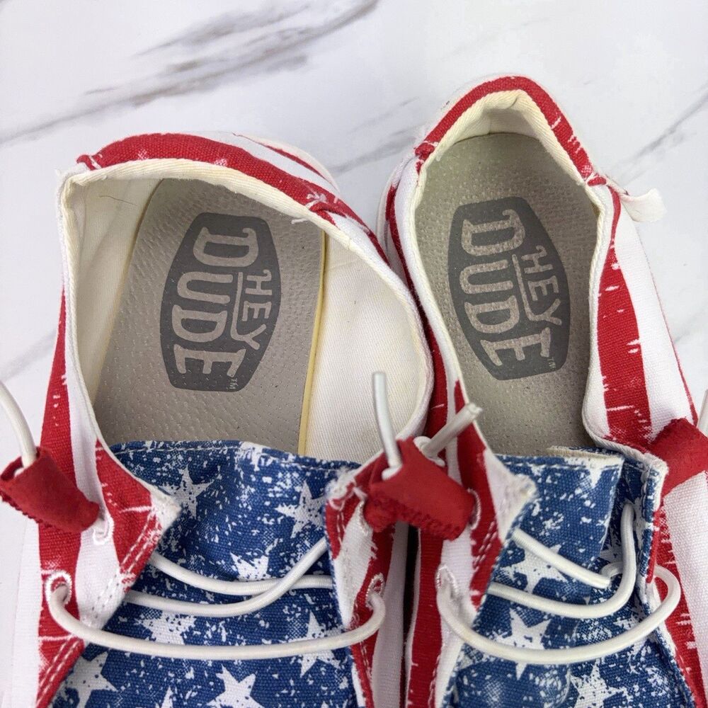 RARE Hey Dude Wendy Star Spangled USA Womens Size US 8 EUR 39 Boat Shoes - Picture 5 of 7